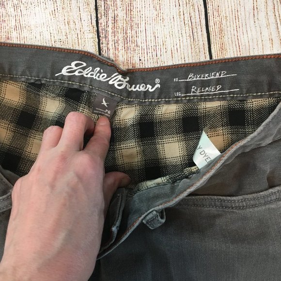 Eddie Bauer Plaid Lined Grey Jeans size P6 - O-02 - Picture 4 of 7